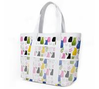 Strandtasche Schwarze Grüne Katze Strandtasche mit Reißverschluss Handtaschen Beach Bag Handbag Faltbar Einkaufstasche Sandschutz Strandtaschen Badetasche Strand Tasche Pool Bag 33x32cm/2 Stück
