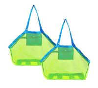 Strandtasche Strandspielzeug Netztasche 2 Stück Tragbare Tasche Sandspielzeug Große Tragbare Sommer Strandtasche Netztasche Grün Aufbewahrungstasche für Kinderspielzeug Familie Urlaub