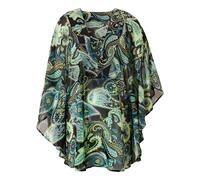 Tunikakleid BONPRIX "Strandtunika aus leichtem Chiffon", Damen, Gr. 44/46 (L), N-Gr, schwarz (schwarz, grün paisley), Chiffon, Obermaterial: 100% Polyester, Paisley, loose fit ca. Mitte Oberschenkel,