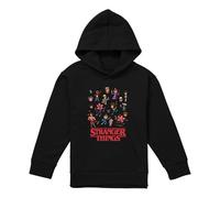 Stranger Things Cartoon Characters Youth Kids Boy Girls Pull-Over Hoodie, Black, 9-11