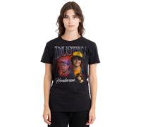 Stranger Things Dustin Homage Ladies T Shirt, Black, Small