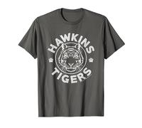 Stranger Things Hawkins Tigers Paws Weißes Logo T-Shirt, Herren, Anthrazit, 5XL