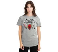 Stranger Things Hellfire Club Damen T-Shirt, Athletisches Heather-Grau, M
