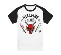 Stranger Things Hellfire Club Raglan Baseball T-Shirt mit kurzen Ärmeln, Weiß, S