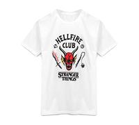 Stranger Things Hellfire Club T-Shirt für Kinder | Jungen Mädchen Hawkins Society Eddie Weiß Outfit | Merchandise zu Saison 7
