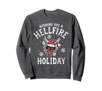 Stranger Things Hellfire Holiday Offiziell lizenziert Sweatshirt, Unisex für Erwachsene, Anthrazit Meliert, XL