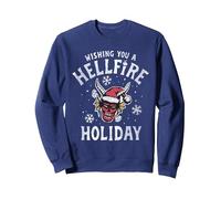 Stranger Things Hellfire Holiday Offiziell lizenziert Sweatshirt, Unisex für Erwachsene, Marineblau, XL