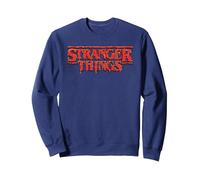 Stranger Things Red Drip Logo Sweatshirt, Unisex für Erwachsene, Marineblau, XL