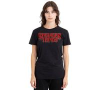 Stranger Things Retro Drippy Logo Damen T-Shirt, Schwarz, XL