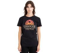 Stranger Things Sunset Logo Damen T-Shirt, Schwarz, S
