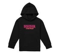 Stranger Things Sunset Logo Youth Kids Boy Girls Pull-Over Hoodie, Black, 12-13