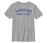 Stranger Things Unisex Kinder Hawkins Mid School Short Sleeve T-shirt, Heather Grey, Einheitsgröße