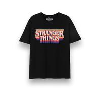 Stranger Things Unisex T-Shirt | Erwachsene Retro Logo Kurzärmeliges Grafik-T-Shirt in Schwarz | Hawkins Vintage Klassisches 80er Jahre Old School Apparel Top | Netflix-TV-Show Merchandise-Geschenk