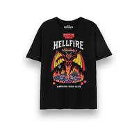 Stranger Things Unisex T-Shirt | Hellfire Club Kurzarm-T-Shirt mit Grafik für Erwachsene in Schwarz | Dungeons and Dragons Hawkins High Club Devil & Fire Bekleidung Top | Netflix-TV-Show Merchandise