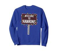 Stranger Things Welcome to Hawkins Weihnachtsbeleuchtung Sweatshirt, Unisex für Erwachsene, Königsblau, XL