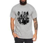 Stranger Upside Down - T-Shirt Damen Things Demogorgon Elfie Dustin Jane Hopper Upside Down tv blu-ray DVD, Farbe:Dunkelgrau Meliert, Größe:4XL