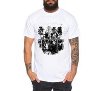 Stranger Upside Down - T-Shirt Damen Things Demogorgon Elfie Dustin Jane Hopper Upside Down tv blu-ray DVD, Größe:XL, Farbe:Weiß