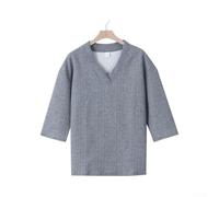 Strapazierfähiges Herren-T-Shirt, kurzärmelig, V-Ausschnitt, für den täglichen Gebrauch, einfarbig, Weiß, L-3XL (Grau XL)