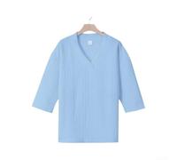 Strapazierfähiges Herren-T-Shirt, kurzärmelig, V-Ausschnitt, für den täglichen Gebrauch, einfarbig, Weiß, L-3XL (Blau XL)