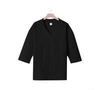 Strapazierfähiges Herren-T-Shirt, kurzärmelig, V-Ausschnitt, für den täglichen Gebrauch, einfarbig, Weiß, L-3XL (Schwarz, XXL)