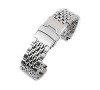 StrapHabit Ersatz-Uhrenarmband für Q Timex, passend für 36 mm, 38 mm, 40 mm, M79, GMT, Chronograph - TQ18 Schnellverschluss-Armband mit Reis-Perlen, Edelstahl, Vintage-Bor, 18 mm (Silber)