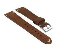 StrapsCo Handgenähtes Wildleder-Uhrenarmband mit Schnellentriegelung - wählen Sie Ihre Farbe/Länge - 18 mm, 19 mm, 20 mm, 21 mm, 22 mm, 24 mm 18mm - Short Length braun
