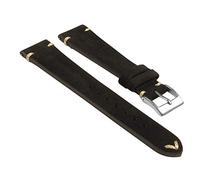 StrapsCo Handgenähtes Wildleder-Uhrenarmband mit Schnellentriegelung - wählen Sie Ihre Farbe/Länge - 18 mm, 19 mm, 20 mm, 21 mm, 22 mm, 24 mm 22mm - Long Length schwarz