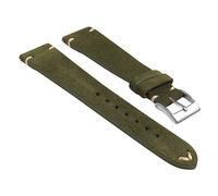 StrapsCo Handgenähtes Wildleder-Uhrenarmband mit Schnellentriegelung - wählen Sie Ihre Farbe/Länge - 18 mm, 19 mm, 20 mm, 21 mm, 22 mm, 24 mm 18mm - Short Length grün