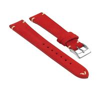 StrapsCo Handgenähtes Wildleder-Uhrenarmband mit Schnellentriegelung - wählen Sie Ihre Farbe/Länge - 18 mm, 19 mm, 20 mm, 21 mm, 22 mm, 24 mm 21mm - Short Length rot