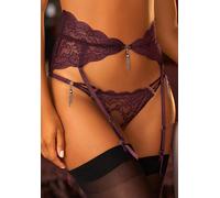 Strapsgürtel LASCANA, Damen, Gr. 44/46, rot (weinrot), Microtouch, Obermaterial: 90% Polyamid, 10% Elasthan, Strumpfhalter, aus floraler Spitze in transparenter Optik, verführerische Dessous (68951556