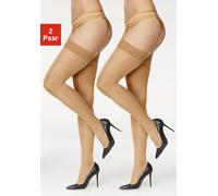 Strapsstrümpfe LASCANA "Basic Damen schlichtes Band zum anstrapsen", Damen, Gr. 56/58, beige (2x natur), Elasthan (LYCRA), Polyamid, unifarben, elastisch, Socken, mit silikonfreien Strumpfrändern (676
