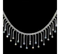 Strass Quaste Kette,1 Yard Silberner Laser Lang Diamant Fransen Quasten,Kristall-Strasskette Für Hochzeitskleid Accessoires Dekoration Bastel DIY Kleidungsstück Nähen Handwerk Hosenkette Hüftkette