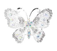 Strass Schmetterlingsbrosche Silber Legierung, für Frauen | 1 Stück Brooch, Glänzender Kristall Look, für Schal und Jacke, Elegant für Abendmode