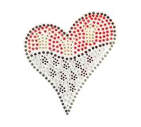 Strass Steine Bügelbilder Applikation verschiedene Motive Köln Karneval Fasching (Herz-Wappen 14x16cm)