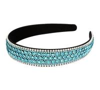 Strass-Stirnband, glitzerndes kristallblaues Stirnband, 2, 5 cm breit, flexibles Haarband, dünne Damen-Haar-Accessoires für kurze, Feiertags-Geburtstags-Stirnbänder für Frauen