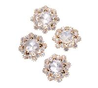 Strassknöpfe, Blumen-Metall-Strass-Knöpfe, 4 Stück, 17-28 mm(Jrb-a5736-1,20mm)