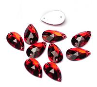 Strasssteine zum Aufnähen in Tropfenform, flache Rückseite, Kristallglas, Strass, Nähsteine für Kleidung, Dekoration, Siam, 7 x 12 mm, 42 Stück