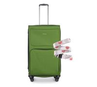 Stratic Bendigo Light + Koffer mit Koffergurt Weichschale Reisekoffer Trolley Rollkoffer groß, TSA Kofferschloss, 4 Rollen, Erweiterbar, Größe L, Grün