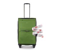Stratic Bendigo Light + Koffer mit Koffergurt Weichschale Reisekoffer Trolley Rollkoffer mittelgroß, TSA Kofferschloss, 4 Rollen, Erweiterbar, Größe M, Grün