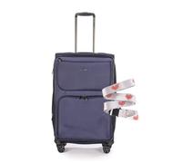 Stratic Bendigo Light + Koffer mit Koffergurt Weichschale Reisekoffer Trolley Rollkoffer mittelgroß, TSA Kofferschloss, 4 Rollen, Erweiterbar, Größe M, Navy