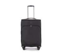Stratic Mix Koffer Weichschale Reisekoffer Trolley Rollkoffer mittelgroß, TSA Kofferschloss, 4 Rollen, Erweiterbar, Größe M, Schwarz