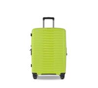 Stratic NOVIUM Hartschalenkoffer - Trolley mit 4 Rollen, TSA-Zahlenschloss, erweiterbar, aus Polypropylen, Innenfutter aus recyceltem PET, mit oder ohne Fronttasche (Lime Green, M ohne Fronttasche)