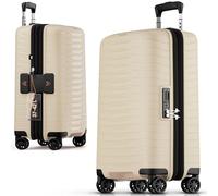 Stratic NOVIUM Hartschalenkoffer - Trolley mit 4 Rollen, TSA-Zahlenschloss, erweiterbar, aus Polypropylen, Innenfutter aus recyceltem PET, ohne Fronttasche,Größe S, Sand