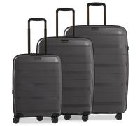 Stratic Straw Plus Trolley Koffer Set S+M+L mit 4 Rollen aus Bio Kunststoff Dark Grey