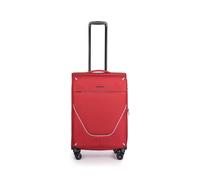 Stratic Strong Koffer Weichschale Reisekoffer Trolley Rollkoffer Handgepäck, TSA Kofferschloss, 4 Rollen, Erweiterbar, Größe M, Rot