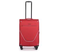 Stratic Strong Koffer Weichschale Reisekoffer Trolley Rollkoffer Handgepäck, TSA Kofferschloss, 4 Rollen, Erweiterbar, Größe M, Rot