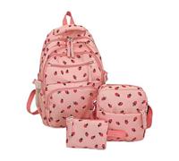 Strawberry Bookbag, Cute Knapsack Backpack, 3 Pieces Set, Adorable Fruit Design, Matching Pouch and Pen Case, Kids School Shoulder Bag for Daily Commute Kindergarten Outdoor Use