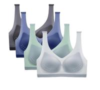 Strawmeans BHs, ultradünner Eisseiden-Lifting-BH, Seide, nahtloser Kühl-BH für Damen, große Größe, Eisseiden-BH, 4 Stück - A, M