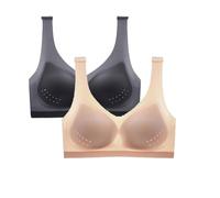 Strawmeans BHs, ultradünner Eisseiden-Lifting-BH, Seide, nahtloser Kühl-BH für Damen, große Größe, Eisseiden-BH, 2 Stück - D, XX-Large