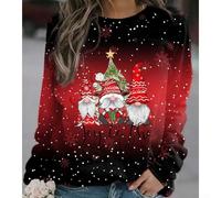 Street Langarm Rundhals Casual Top aus Polyester mit mäßiger Elastizität, perfekt für den Alltag, Urlaub, Zuhause und Clubwear das ganze Jahr (M Rot)